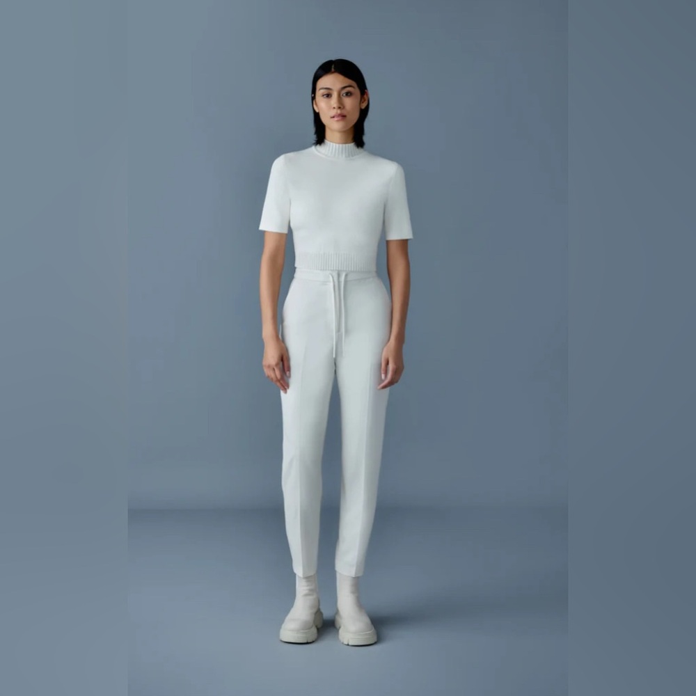 UCHUU - Minimalist White Knit Jogger Pants | Tapered Leg | Lounge Summer Pant